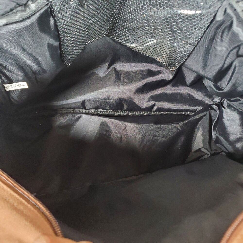 Vtg Magellan Vintage Duffle Bag Large Brown Rust Red Canvas Leather Trim Rugged - Picture 4 of 15